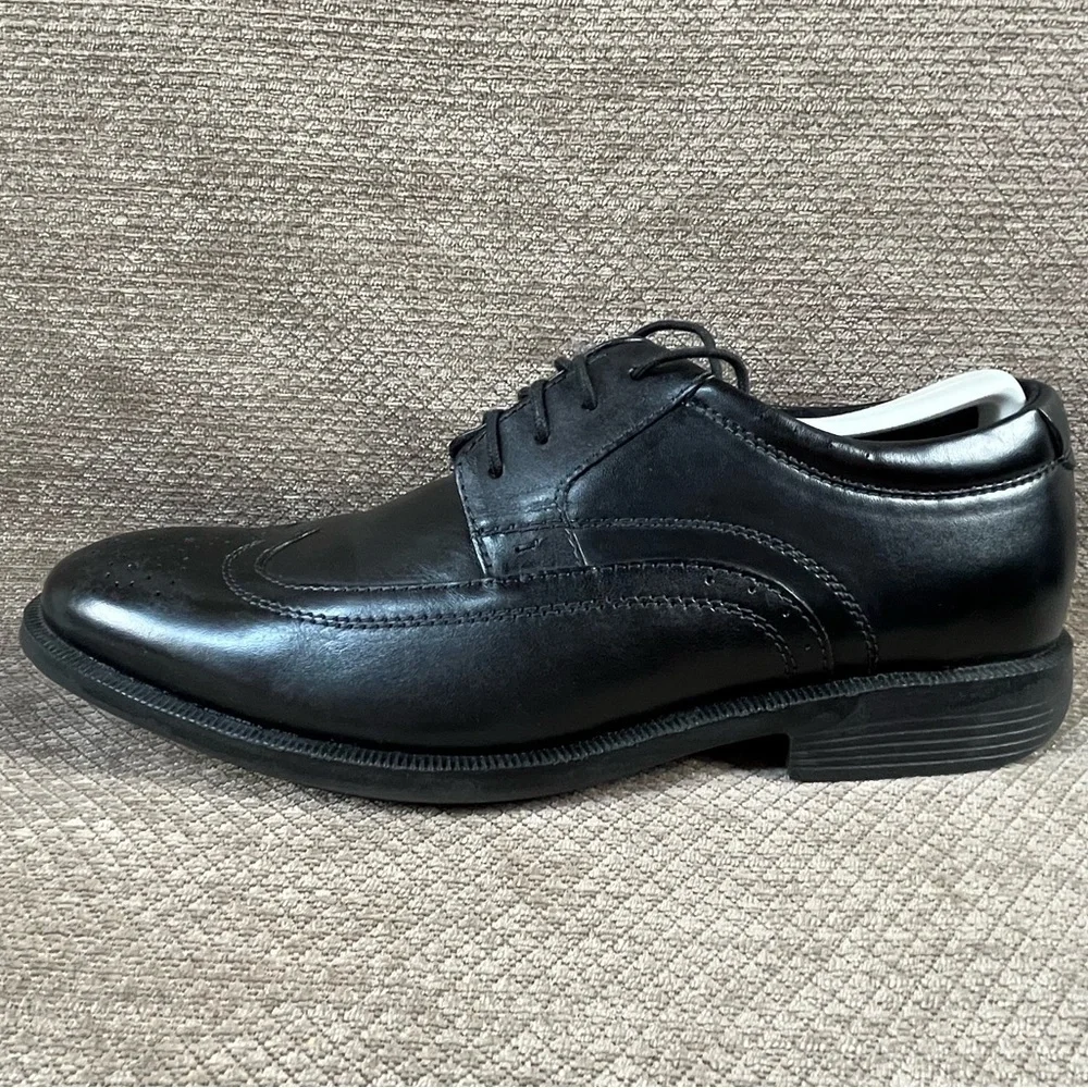 NUNN BUSH Men’s Black Wingtip Lace Up Leather Dress Shoes sz 9.5M LIKE NEW - Picture 10 of 16